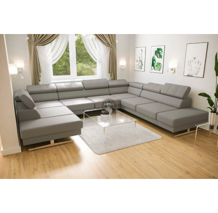 NAROŻNIK EMPORIO MAX I 300x350x220 SKÓRA NATURALNA - prawa , Skóra szara