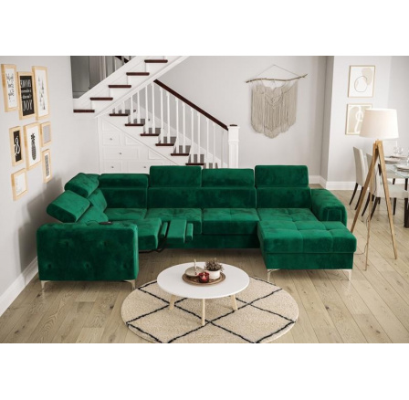 NAROŻNIK ORION MAX III RELAX Z FUNKCJĄ SPANIA 165x320x190 CM - Odcienie zieleni , lewa