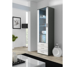 SOHO S1 vitrin, szürke / fehér fényes