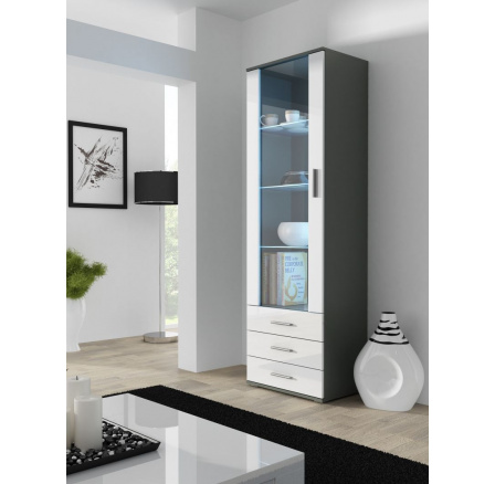 SOHO S1 vitrin, szürke / fehér fényes