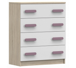 Komód 4S SMYK III - 02, Sonoma Tölgy/Fehér/Hanga