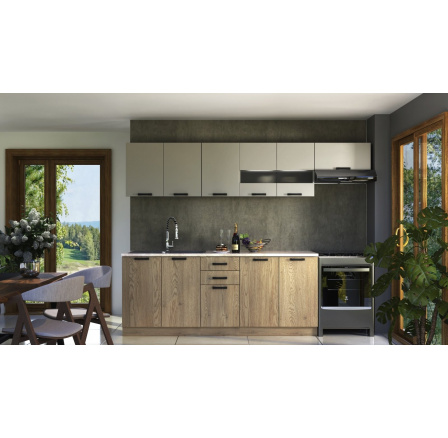 Konyhai szekrénysor PERLA 260, Cremona Tölgy / Kashmir