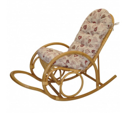 Ratanové houpací křeslo Jenaira medové polstr motiv červená srdce