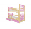 Kétszemélyes emeletes ágy matracokkal OSUNA Pine+Pink