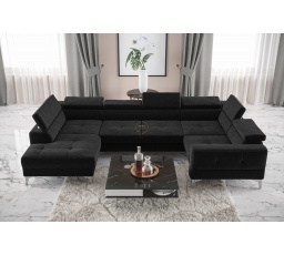 NAROŻNIK ROZKŁADANY TOSCANIA MAX I 170x350x185 CM - prawa , Odcienie czarnego