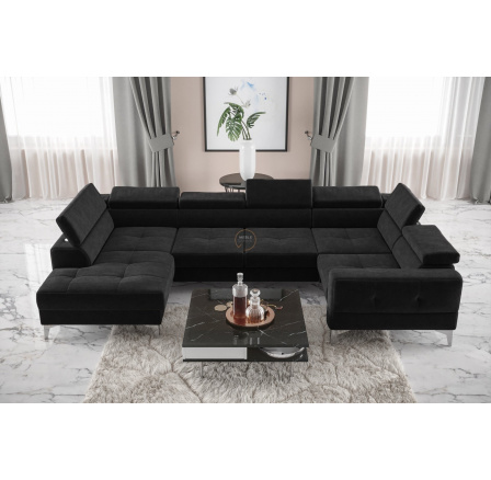 NAROŻNIK ROZKŁADANY TOSCANIA MAX I 170x350x185 CM - prawa , Odcienie czarnego