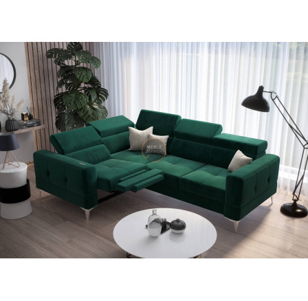 NAROŻNIK TOSCANIA RELAX Z FUNKCJĄ SPANIA 185X250 - Odcienie zieleni , lewa