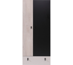 PLANET- PL3 ruhásszekrény, fekete+tölgy+bézs