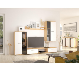 Obývací stěna Silos bílá/dub artisan