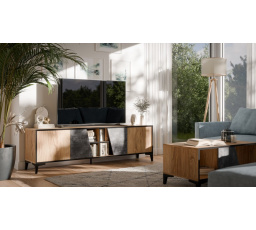 TV komód OVO, sötét beton/öreg tölgy