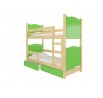 Kétszemélyes emeletes ágy matracokkal MARABA Pine+Green
