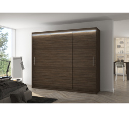 Tolóajtós szekrény LED világítással ANTOS 250 Choco+Choco