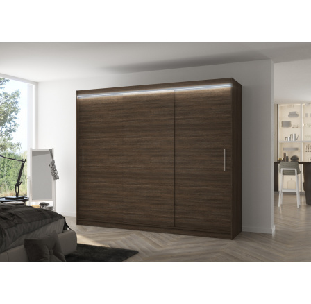 Tolóajtós szekrény LED világítással ANTOS 250 Choco+Choco