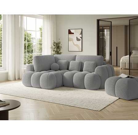 Kárpitozott puff Covio, szürke Bouclé Royal 04 85x52 Kárpitozott puff Covio, szürke Bouclé Royal 04 85x52