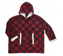 Bélelt kockás pulóver/snuddie piros