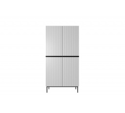 Dwudrzwiowa szafa Nicole z metalowymi nogami i uchwytami 100 cm - biały mat / czarne nóżki