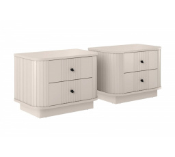 2 x VESPER SZAFKA NOCNA 56 2SZ - cashmere mdf / cashmere / czarne uchwyty / cokół