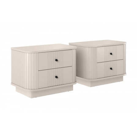 2 x VESPER SZAFKA NOCNA 56 2SZ - cashmere mdf / cashmere / czarne uchwyty / cokół