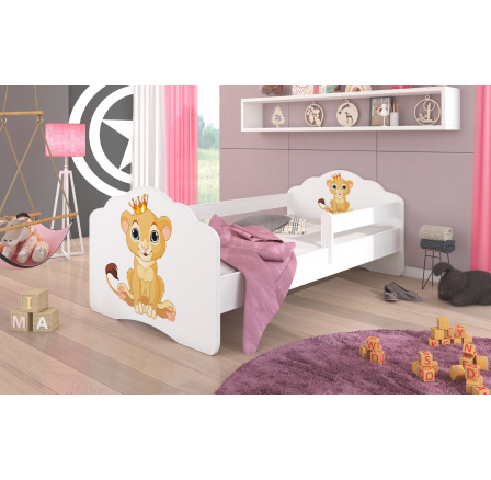 Ágy matraccal és korláttal CASIMO LION 140x70 Fehér