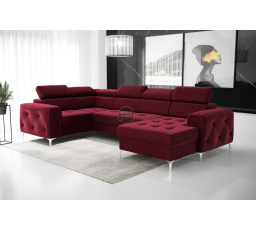 NAROŻNIK ORION MAX III Z FUNKCJĄ SPANIA 165x320x185 CM - Odcienie czerwieni , lewa