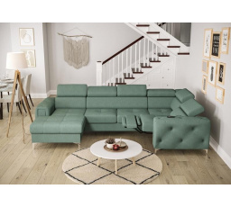 NAROŻNIK ORION MAX III RELAX Z FUNKCJĄ SPANIA 165x320x190 CM - Odcienie zieleni morskiej , prawa