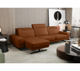 NAROŻNIK SKÓRZANY FIORE MINI 265x180 CM - Odcienie ceglaste , lewa