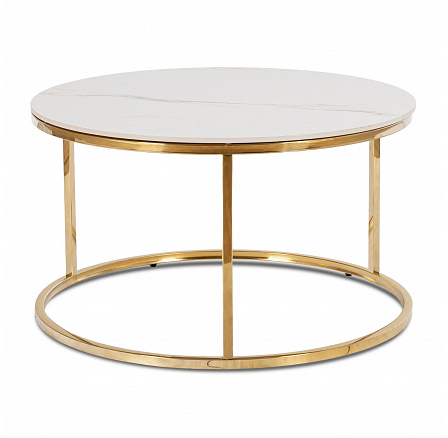 Stolik Kawowy VENICE Biały Marmur/Złoty