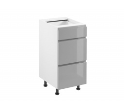 ASPEN D40S3 alsó konyhaszekrény, szürke/fehér fényes