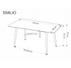EMILIO 120 étkezőasztal, Fehér márvány hatás/Fekete
