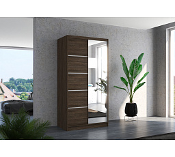 Tolóajtós szekrény tükörrel ORLANDO 100 Choco+Choco
