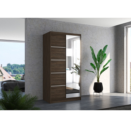 Tolóajtós szekrény tükörrel ORLANDO 100 Choco+Choco