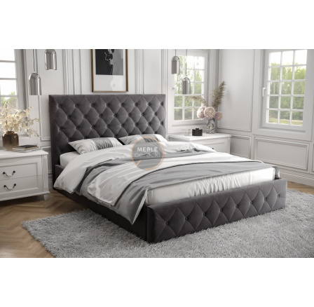 ŁÓŻKO ROMA - 160x200 , Metalowy na podnośnikach gazowych , Odcienie szarości