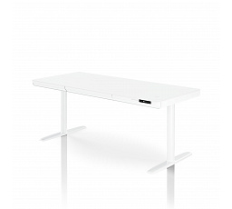 Elektromos magasságállítású sit-stand íróasztal fiókkal és Qi vezeték nélküli töltővel, fehér, 1600 mm: ELLIS
