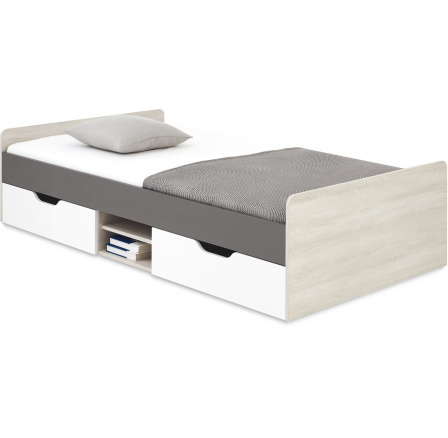 REMO RM16 ágy - 120x200 cm, Fehér Wilton Tölgy/Fehér Lux/Antracit