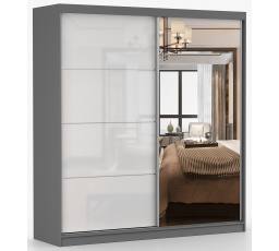 MULTI 35 gardróbszekrény - 233 cm, Szürke/Fehér Fényes