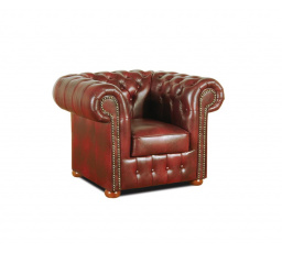 Křeslo Chesterfield Classic 1 kůže bordó