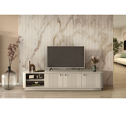 VESPER RTV 187 3D - cashmere mdf / cashmere / czarne uchwyty / cokół
