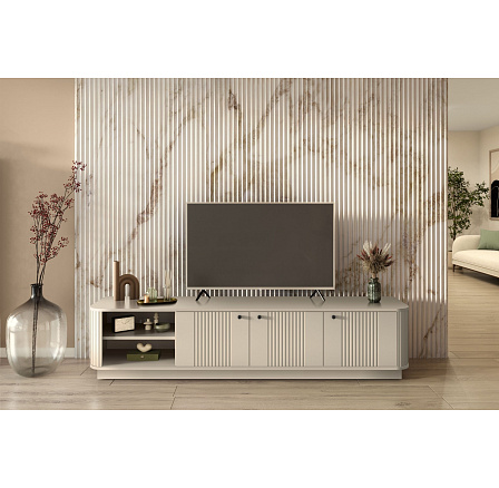 VESPER RTV 187 3D - cashmere mdf / cashmere / czarne uchwyty / cokół VESPER RTV 187 3D - cashmere mdf / cashmere / czarne uchwyty / cokół