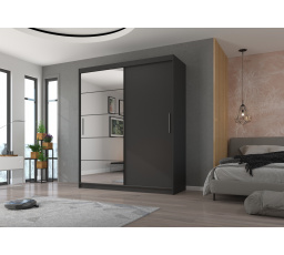 Tolóajtós szekrény tükörrel ESTI 180 Antracit+Antracit