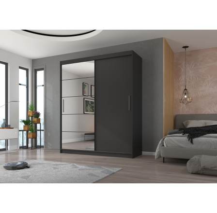 Tolóajtós szekrény tükörrel ESTI 180 Antracit+Antracit