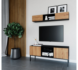 Lanzzi 120 Szafka RTV Czarny Mat/Dąb Artisan Czarny Mat, Dąb Artisan 120x50