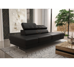 SOFA EMPORIO II 250 CM SKÓRA NATURALNA - Skóra czarna