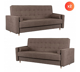 Zestaw 2x Sofa Rozkładana MALTA Brązowa