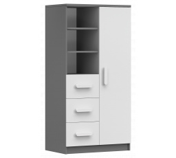 Polc 80 3S1D SMYK II - 05, Szürke/Fehér/Fehér