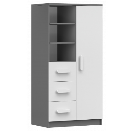 Polc 80 3S1D SMYK II - 05, Szürke/Fehér/Fehér