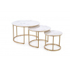 GILDA dohányzóasztal szett 3, fehér márvány hatás / arany