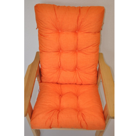 Polstr na zahradní křeslo vysoké široké - látka oranžový melír