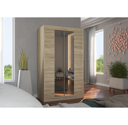 MARVIN 120 tolóajtós és tükrös gardróbszekrény Sonoma+Sonoma