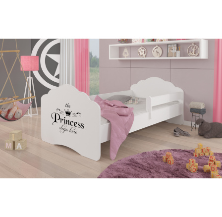 Łóżko z materacem i barierką CASIMO PRINCESS BLACK 160x80 White