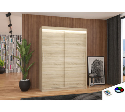 Tolóajtós szekrény LED világítással DENVER 150 Sonoma+Sonoma